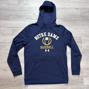 Under Armour ColdGear Sweatshirt Men's Small Blue Hoodie Notre Dame Baseball